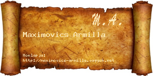 Maximovics Armilla névjegykártya